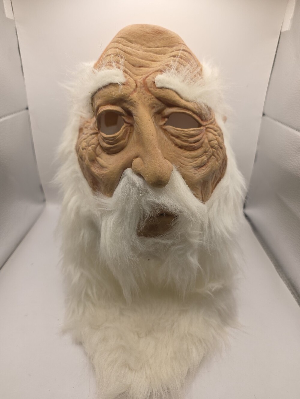 Scary Old Man Adult Mask White Beard Hair Latex Spirit Halloween